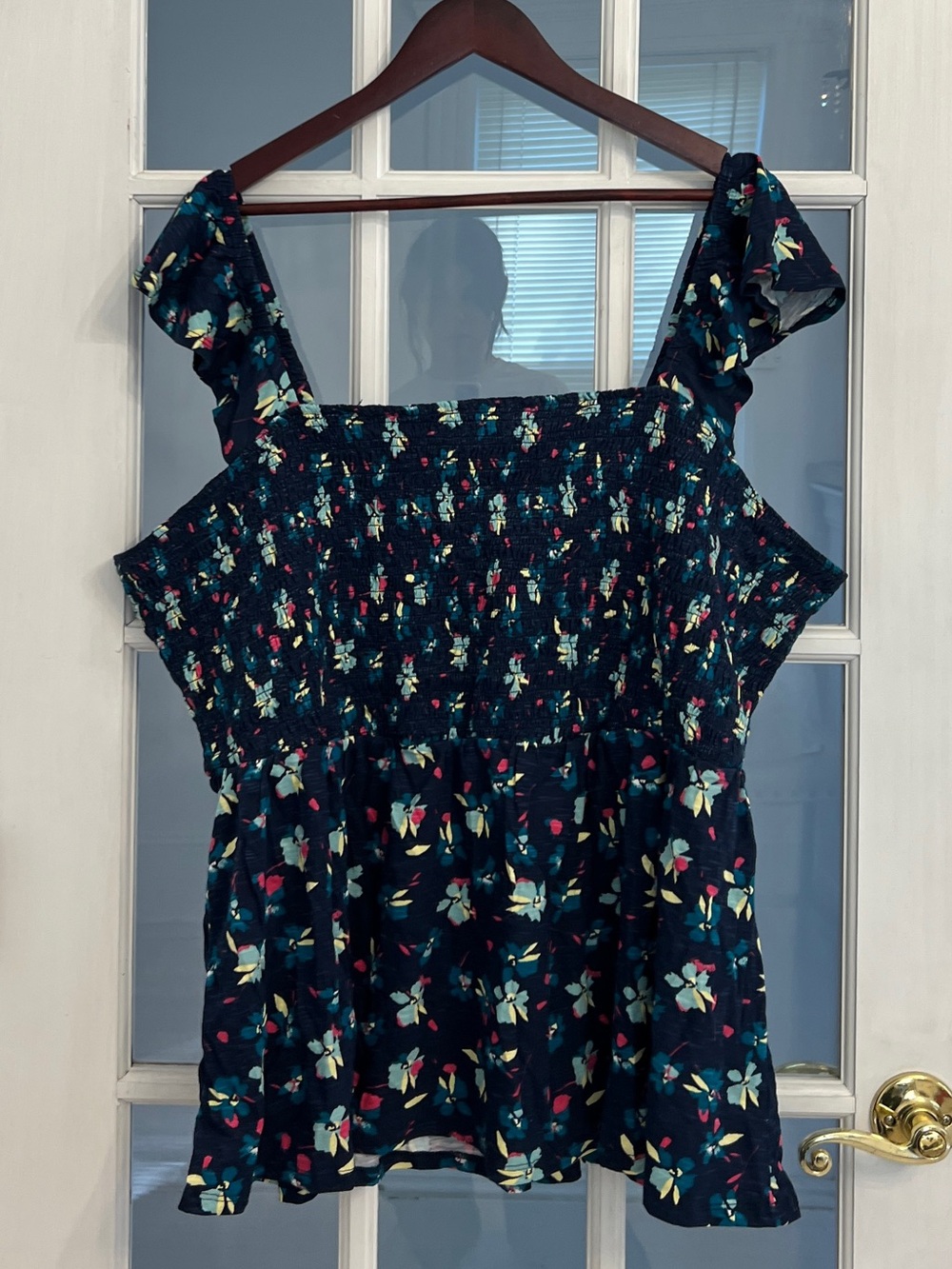 LANE BRYANT Women’s NWT Floral Smocked Peplum Top Navy Flutter 26/28